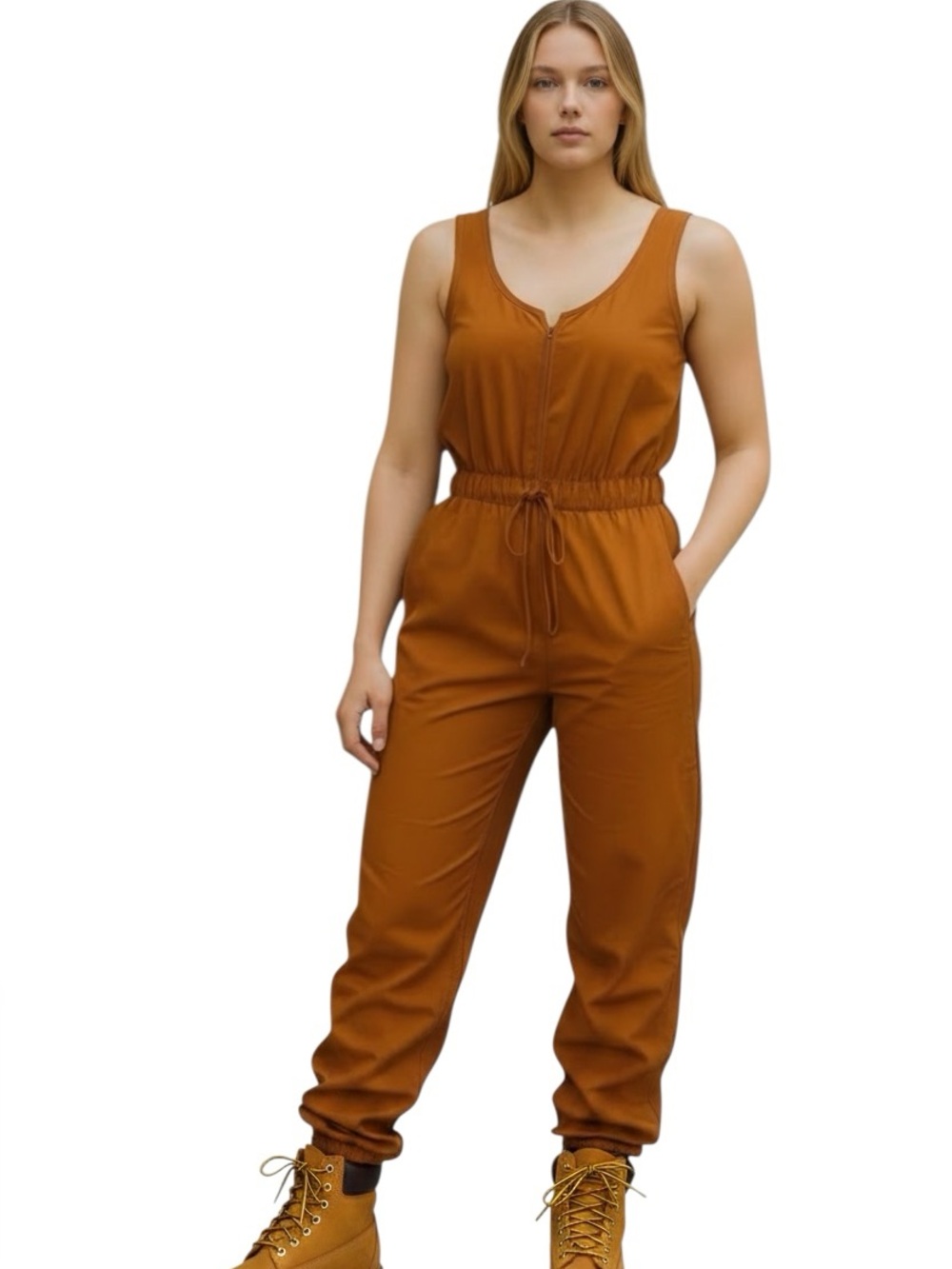 NWT Prana Railay Jumpsuit Sleeveless Womens Medium Clay Brown Stretch Tank Pant